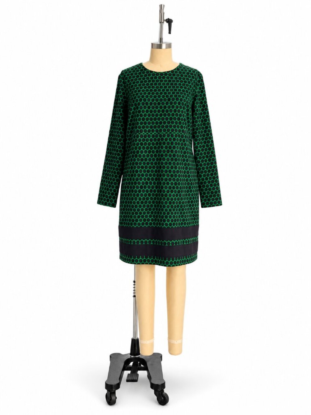 Michael Kors Green & Black Geometric Shift Dress - L / 12